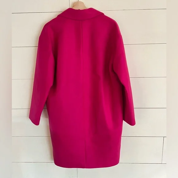 NWT Mango Hot Pink Unstructured Wool-blend Coat - Picture 4 of 11